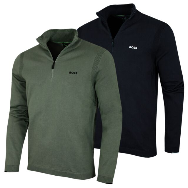Hugo Boss Mens 2025 Ever-X Quarter Zip Sustainable Cotton Golf Sweater