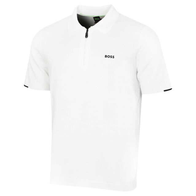 Hugo Boss Mens 2026 Ever-X Ribbed Seams Perforated Cotton Golf Polo Shirt