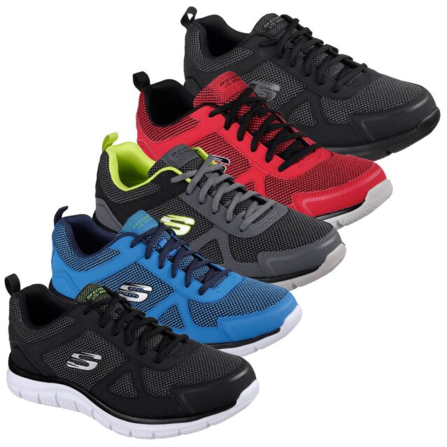 Skechers Mens Track Light Sport Training Leather Mesh Trainers