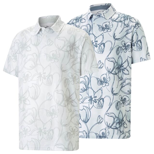 Puma Golf Mens Cloudspun Stems Moisture Wicking UPF 40+ Polo Shirt