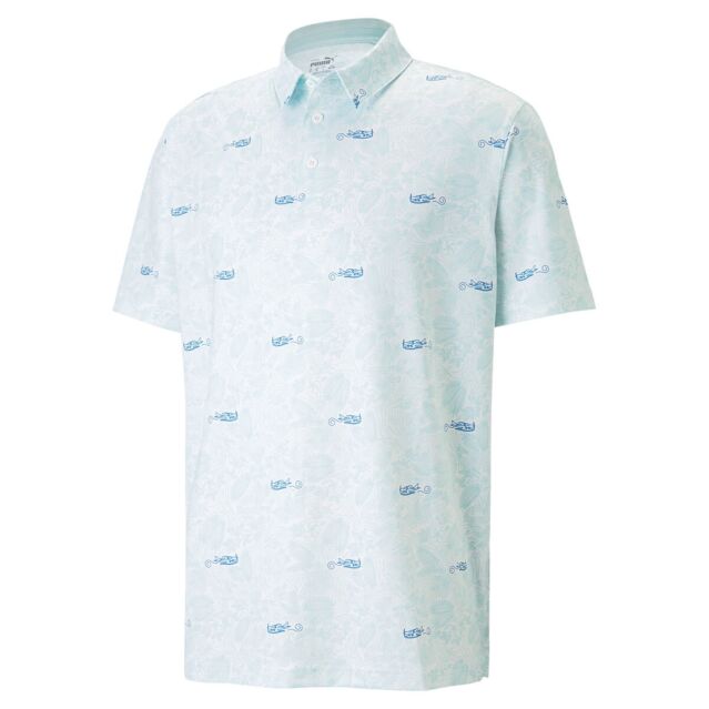 Puma Golf Mattr Moisture Wicking 4-Way Stretch Seaplanes Polo Shirt