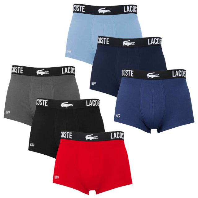Lacoste Mens 5H1309 Branded Waistband Stretch Cotton Pack of 3 Boxers