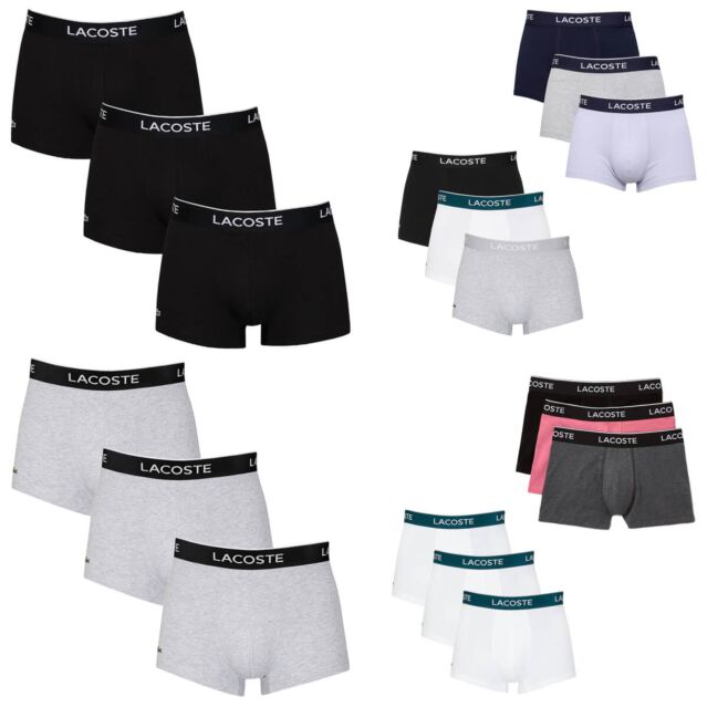 Lacoste Mens 5H3389 Soft Touch Stretch 3 Pack Boxer Trunks