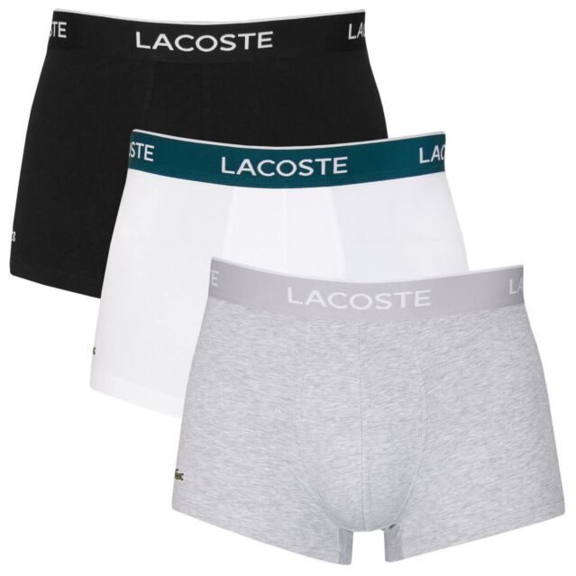 Lacoste Mens 5H3389 Soft Touch Stretch 3 Pack Boxer Trunks