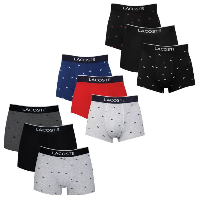 Lacoste Mens 5H3411 Soft Touch Stretch Crocodile 3 Pack Boxer Briefs