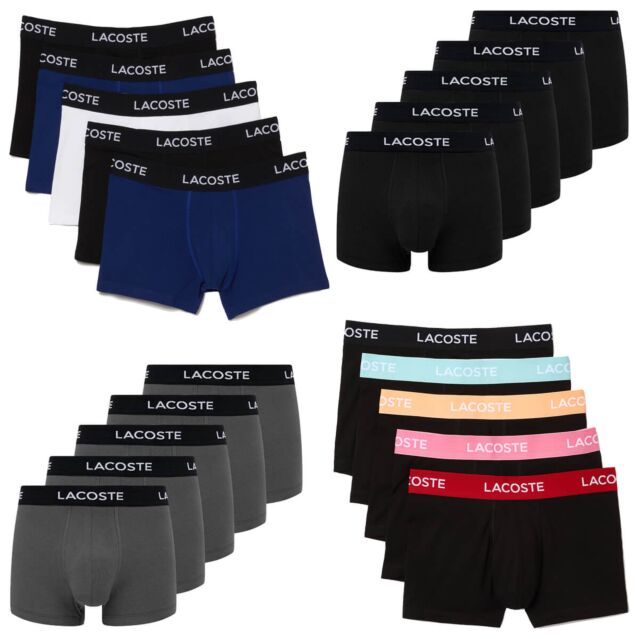 Lacoste Mens Underwear Trunk Stretch Cotton 5 Pack Boxer Briefs