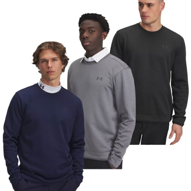 Under Armour Mens 2025 UA Sweaterfleece Water Repellent Crew Neck Golf Sweater