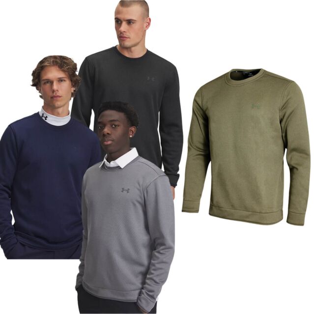 Under Armour Mens 2025 UA Sweaterfleece Water Repellent Crew Neck Golf Sweater