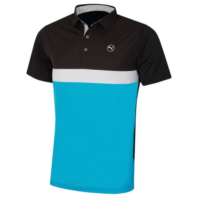 Puma Golf Mens 2024 Pure Colour Block Breathable 4-way Stretch Golf Polo Shirt