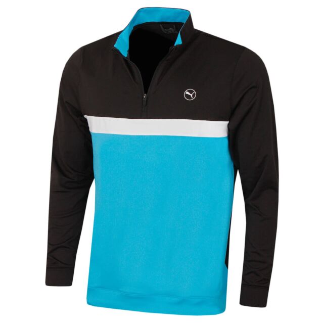 Puma Golf Mens 2024 Pure Colour Block Moisture Wicking 1/4 Zip Golf Sweater