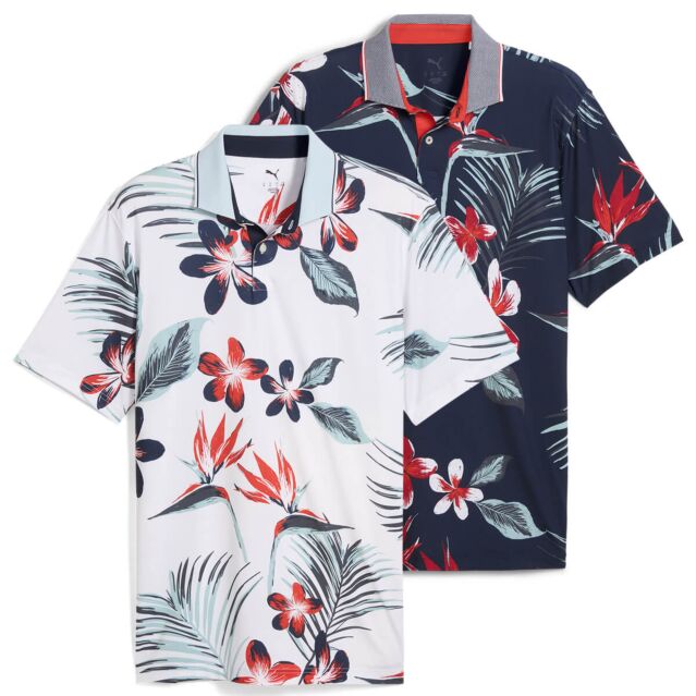Puma Golf Mens 2025 MATTR Luau Breathable Lightweight Wicking Polo Shirt