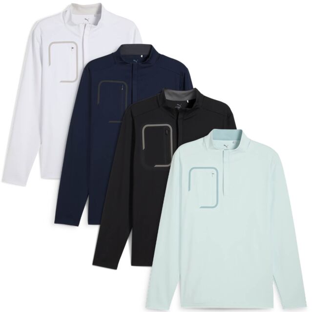 Puma Golf Mens 2025 Cloudspun Tech Moisture Wicking Golf 1/4 Zip Sweater