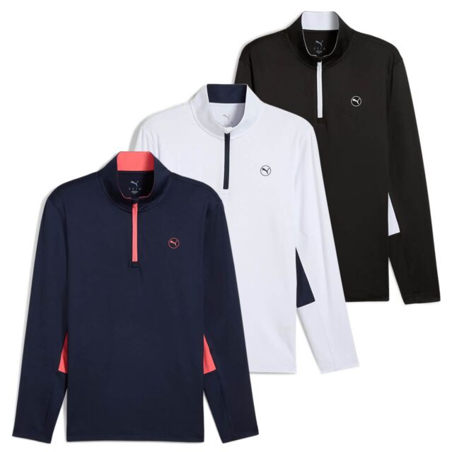 Puma Golf Mens 2025 Pure 2.0 Quarter Zip Moisture Wicking Golf Sweater