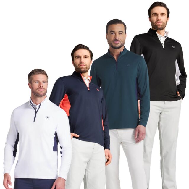 Puma Golf Mens 2025 Pure 2.0 Quarter Zip Moisture Wicking Golf Sweater