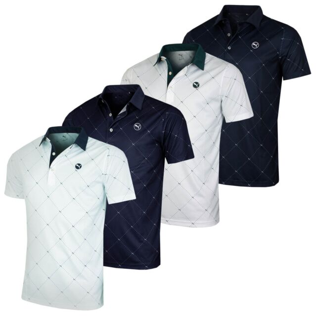 Puma Golf Mens 2025 Pure 2.0 Argyle Moisture Wicking Stretch Golf Polo Shirt