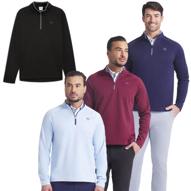 Puma Golf Mens 2025 Waffle Fleece Interior 4-Way Stretch 1/4 Zip Golf Sweater