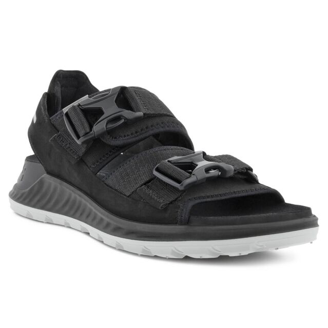 Ecco Mens Exowrap Moon Textile Adjustable Fluidform Leather Sandals