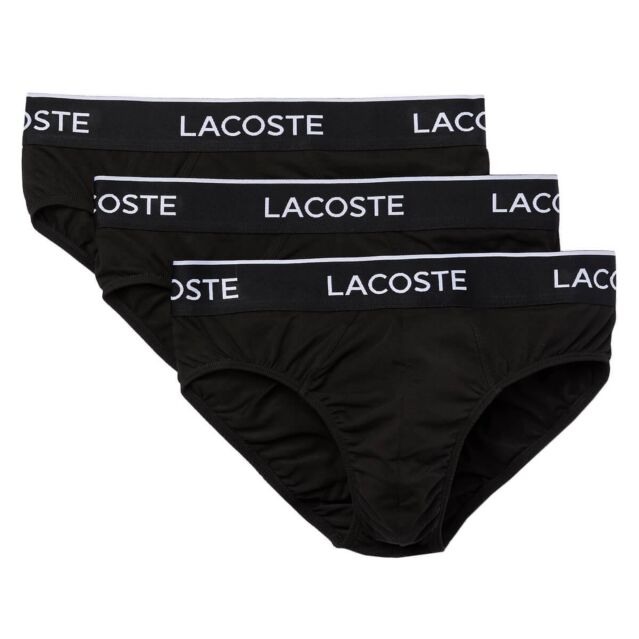 Lacoste Mens Pack Of 3 Stretch Cotton Elastic Waist Casual Briefs