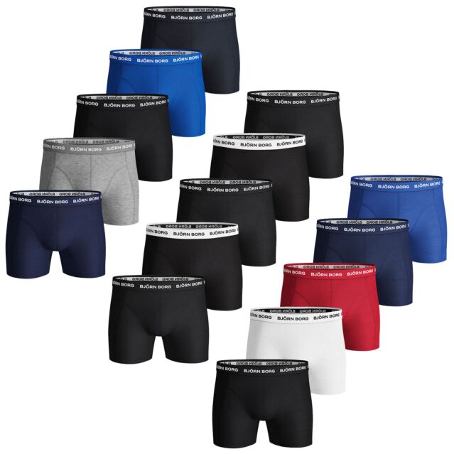 Bjorn Borg Mens Solid 5 Pack Cotton Stretch Branded Waistband Comfort Boxers