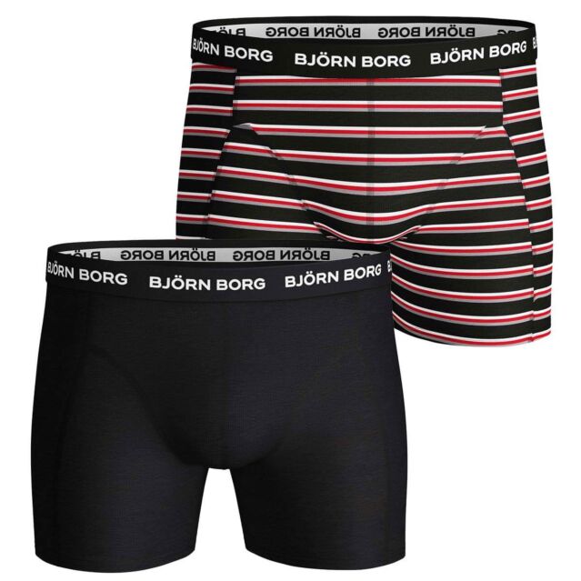 Bjorn Borg Mens BB Stripe Sammy Pack of 2 Soft Stretch Boxer Briefs