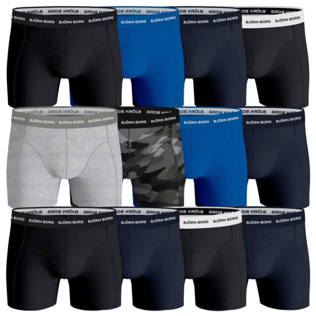 Bjorn Borg Mens Cotton Stretch Mid Rise 12 Pack Boxer Briefs