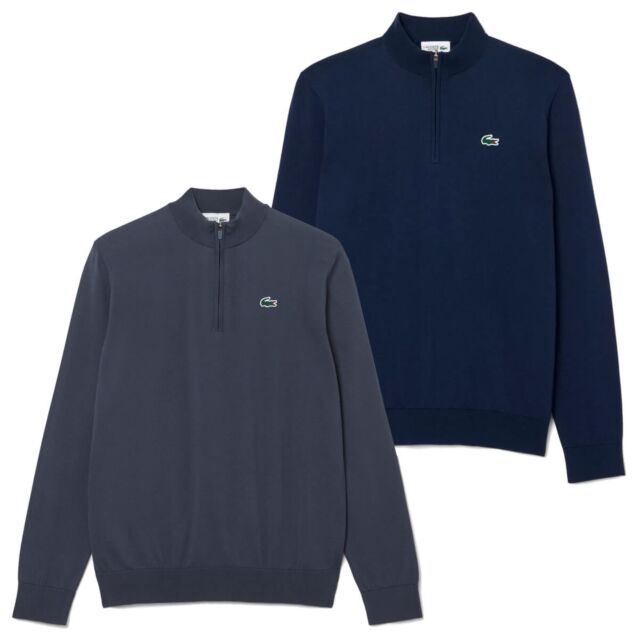 Lacoste Mens Quarter Zip Heat Regulating Stretch Golf Sweater