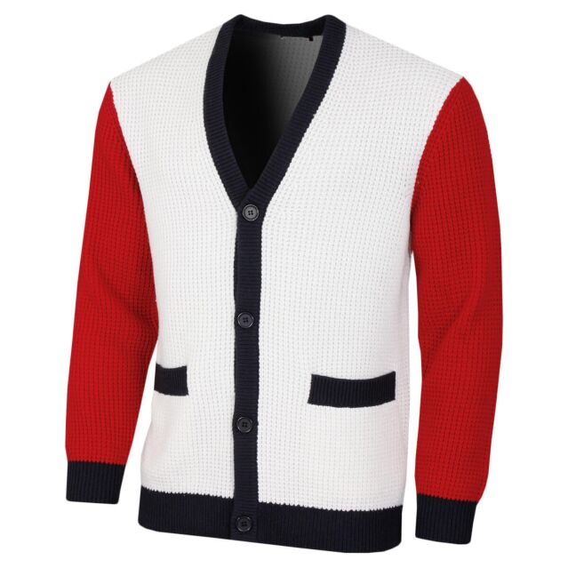 J.Lindeberg Mens Blocked Knitted Merino Wool Cardigan Sweater