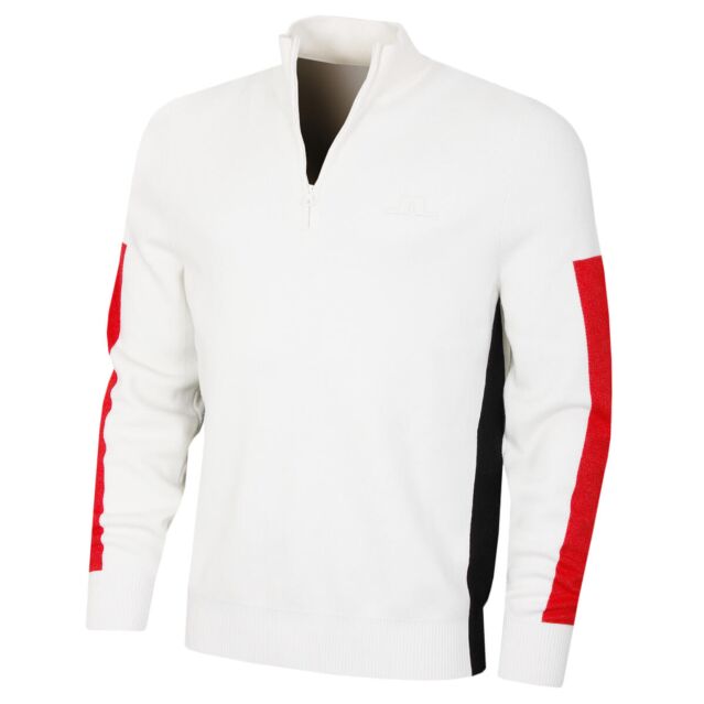 J.Lindeberg Mens Clide Knitted Mock Neck Mesh 1/2 Zip Sweater