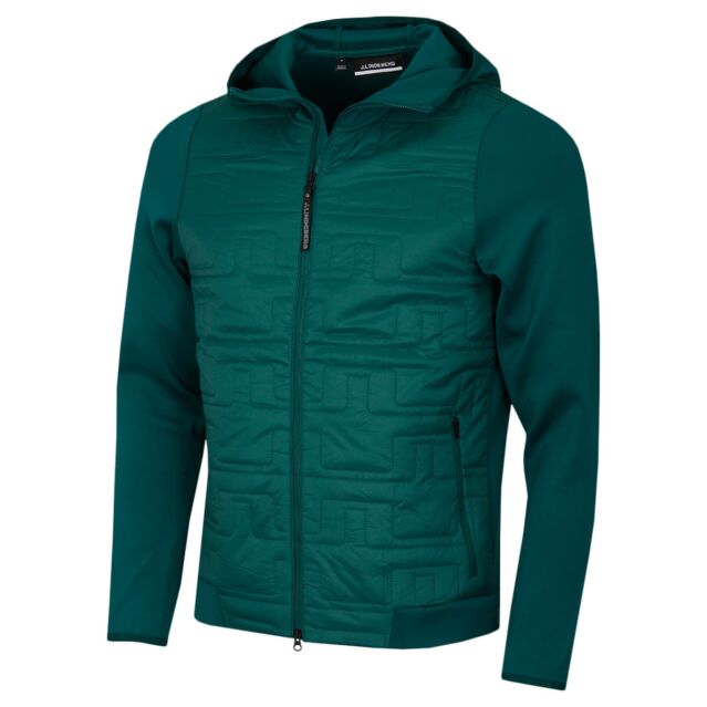 J.Lindeberg Mens Quilt Water repellent Stretch Hybrid Hooded Jacket