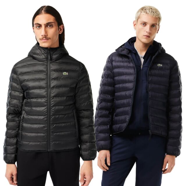 Lacoste Mens 2024 Quilted Hooded Water Repellent Short Jacket