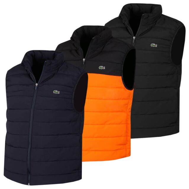 Lacoste Mens Blouson Hooded Sleeveless Ribbed Cuffs Gilet
