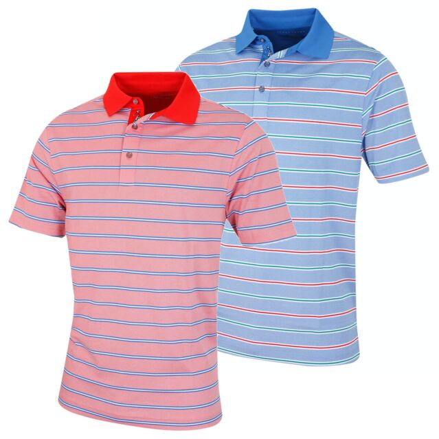Bobby Jones Mens XH20 Patriot Stripe Oxford Pique Golf Polo Shirt