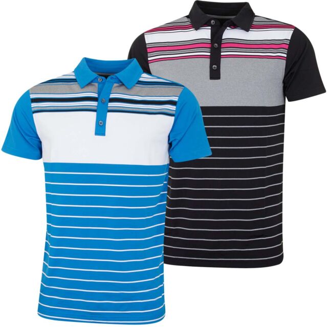 Bobby Jones Mens Rule 18 Tech Cove Stripe Tailored Golf Polo Shirt