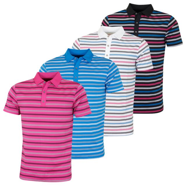 Bobby Jones Mens Rule 18 Tech Riviera Stripe Stretch Golf Polo Shirt