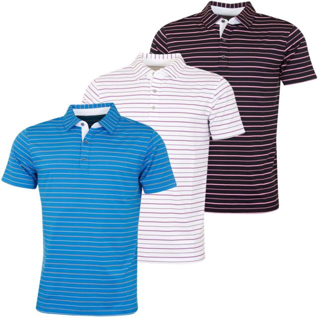 Bobby Jones Mens Rule 18 Tech Del Sol Stripe Golf Polo Shirt