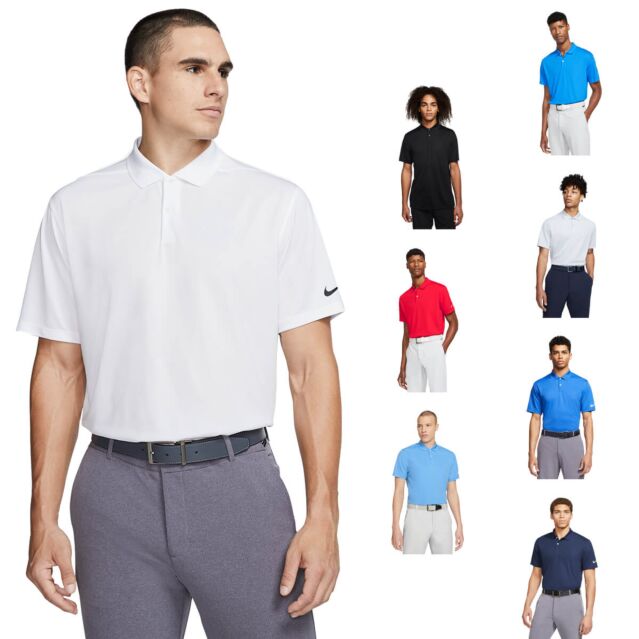 Nike Mens Dri-Fit Victory Solid Double Knit Sweat Wicking Golf Polo Shirt