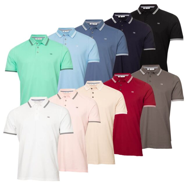 Calvin Klein Mens 2025 Campus Tipped Lightweight Golf Polo Shirt