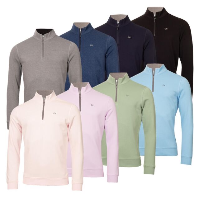 Calvin Klein Mens 2025 Rocky Half Zip Supersoft Stretch Golf Sweater