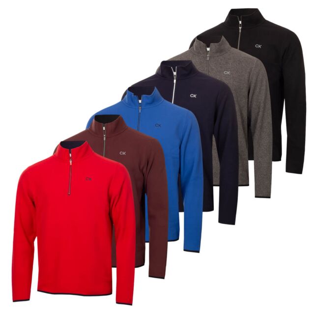 Calvin Klein Mens 2025 Polar Fleece 1/2 Zip Stretch Golf Sweater
