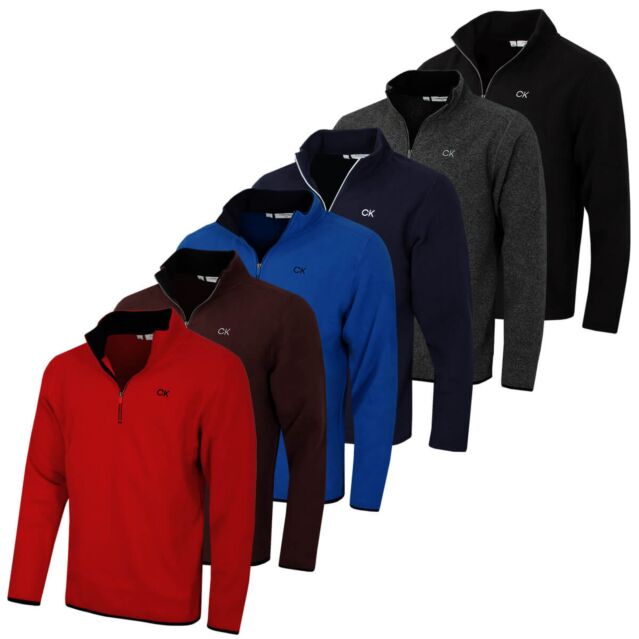 Calvin Klein Mens 2025 Polar Fleece 1/2 Zip Stretch Golf Sweater