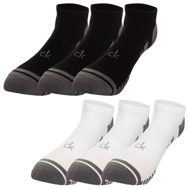 Calvin Klein Mens Tech 3 Pairs CoolMax Ventilated Mesh Trainer Socks