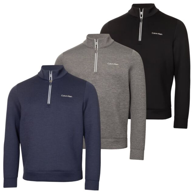 Calvin Klein Mens Scuba Stretch Moisture Wicking 1/4 Zip Golf Sweater