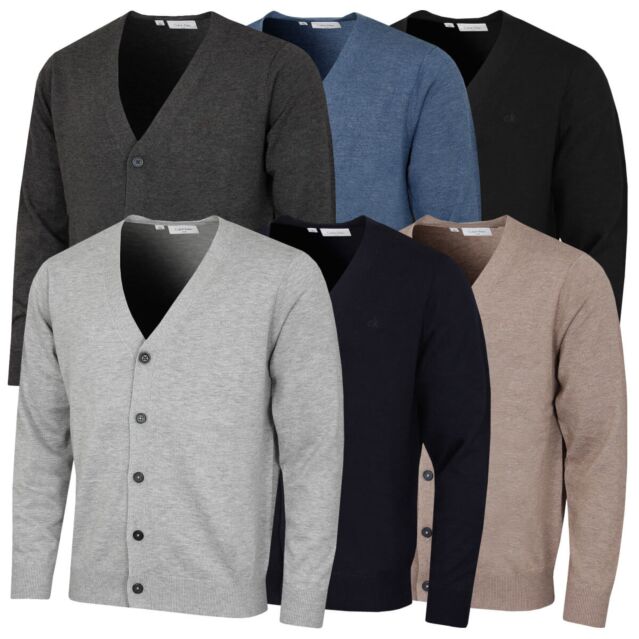 Calvin Klein Mens 2026 Blackthorn V-Neck Soft Classic Golf Cardigan