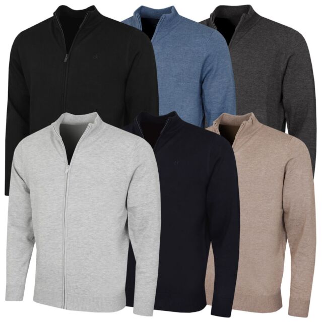 Calvin Klein Mens 2026 Cleveland Full Zip Premium Golf Sweater