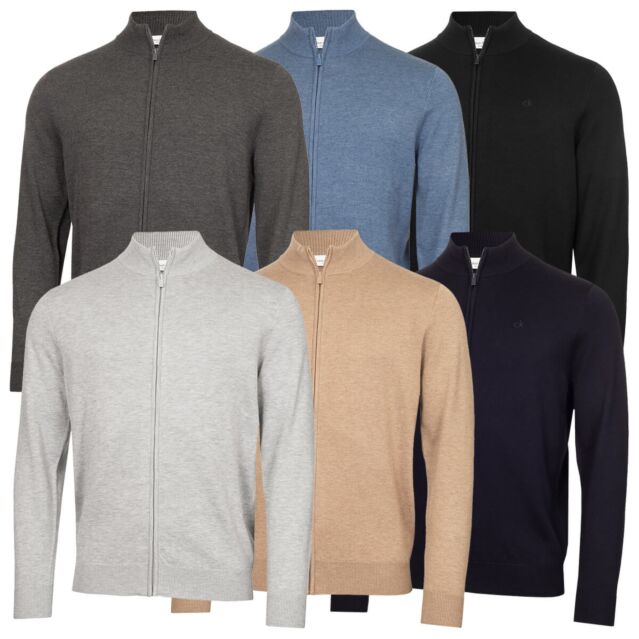 Calvin Klein Mens 2026 Cleveland Full Zip Sweater Golf Cardigan