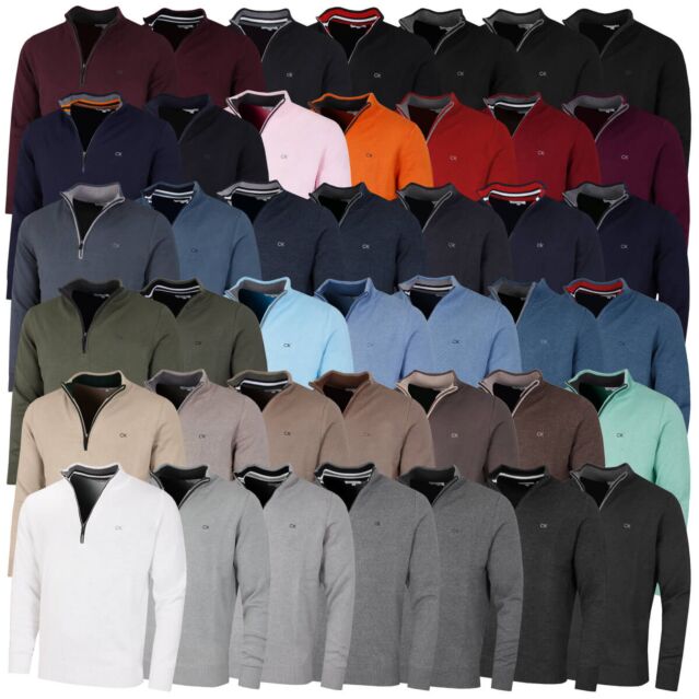 Calvin Klein Mens 2025 Knit Cotton 1/2 Zip Golf CK Top Sweater