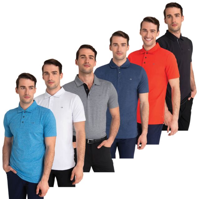 Calvin Klein Mens 2024 Breeze Moisture Wicking Lightweight Polo Shirt