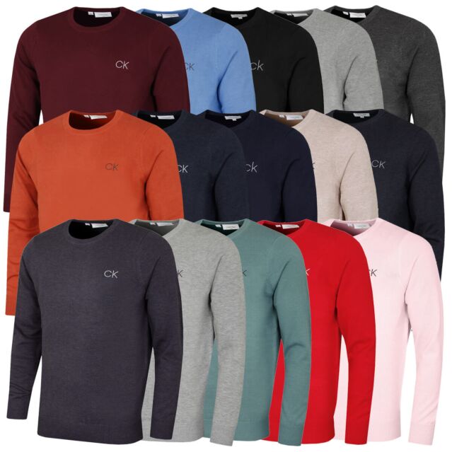 Calvin Klein Mens 2025 Durable Comfort Crew Neck Tour Golf Sweater
