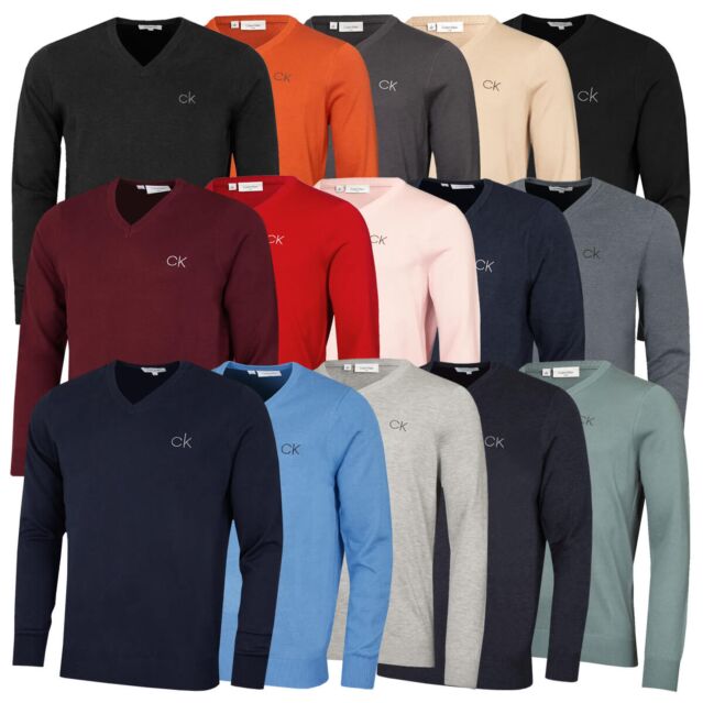 Calvin Klein Mens 2024 V-Neck Tour Durable Comfort Golf Sweater