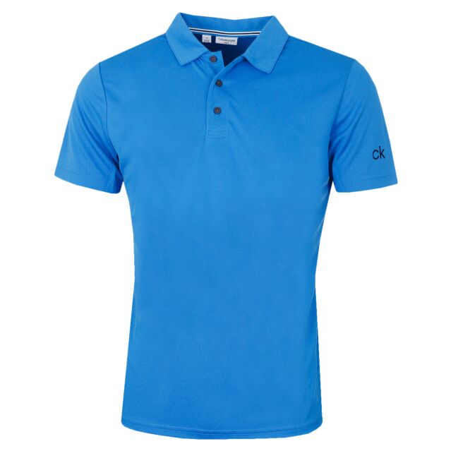 Calvin Klein Mens 2024 CK Central Sleeve Logo Wicking Golf Polo Shirt